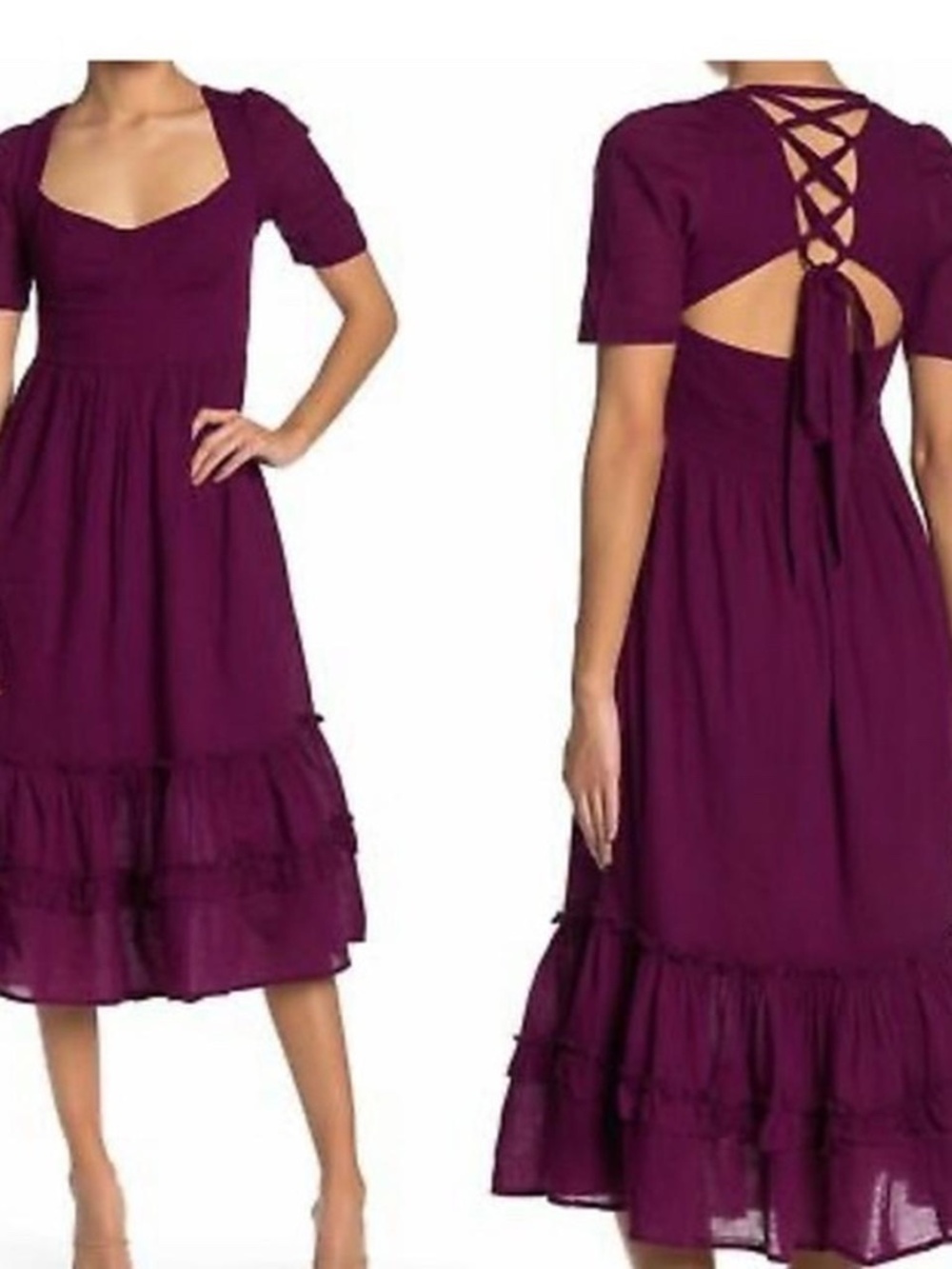 Free People Frances Lace-up Back Midi Dress